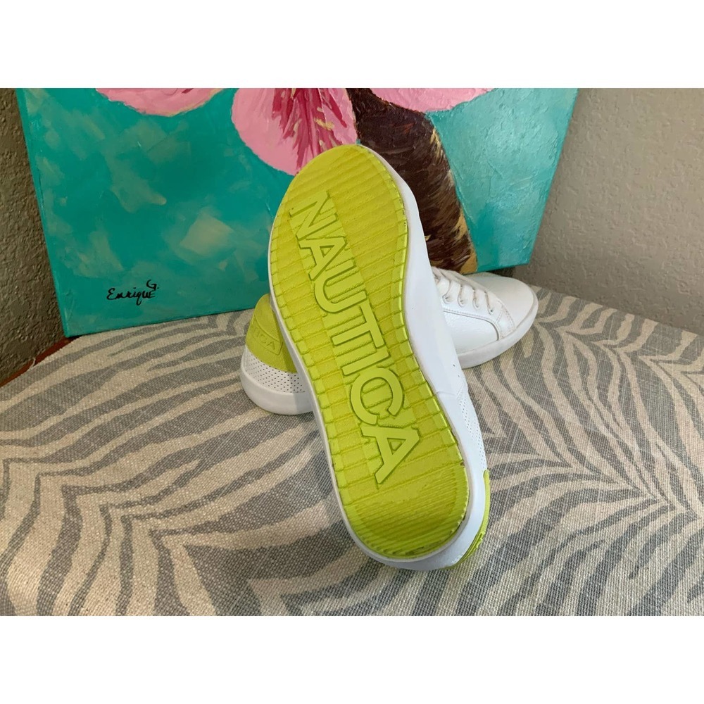 Nautica White with Lime green Size 8.5 - Picture 4 of 4